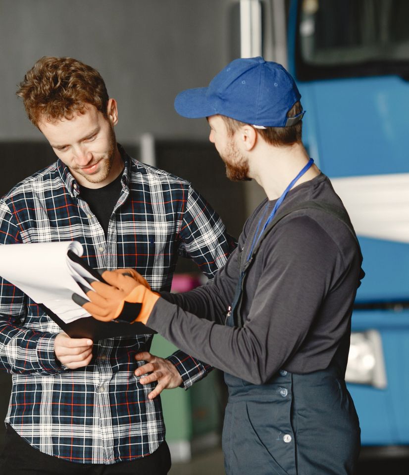 a trades insurance provider talking to a customer